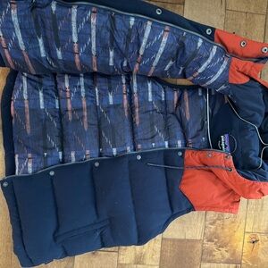 Patagonia Blue and Orange Puffer Vest